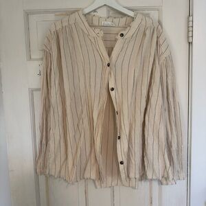 Carly Jean Los Angeles Cream and Black Striped Blouse